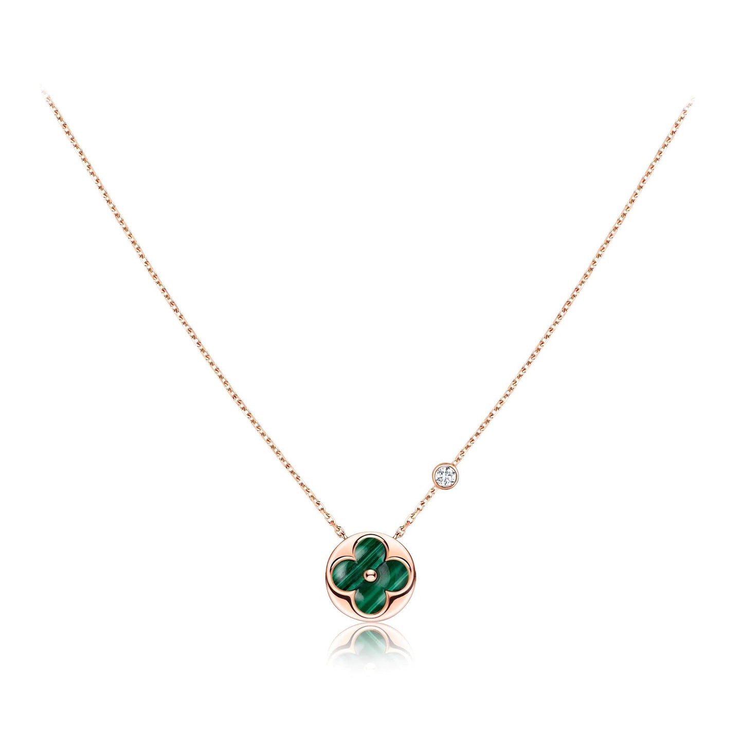 [Charm Aries Jewelry]SUN PEDANT PINK GOLD 1 DIAMOND NECKLACE
