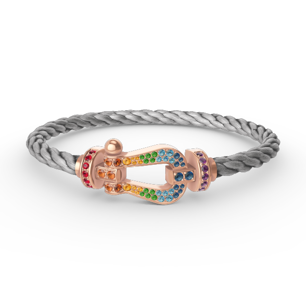 [Charm Aries Jewelry]FORCE LARGE HORSESHOE  COLORED DIAMOND BRACELET ROSE GOLD