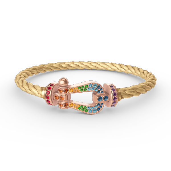 [Charm Aries Jewelry]FORCE LARGE HORSESHOE  COLORED DIAMOND BRACELET ROSE GOLD