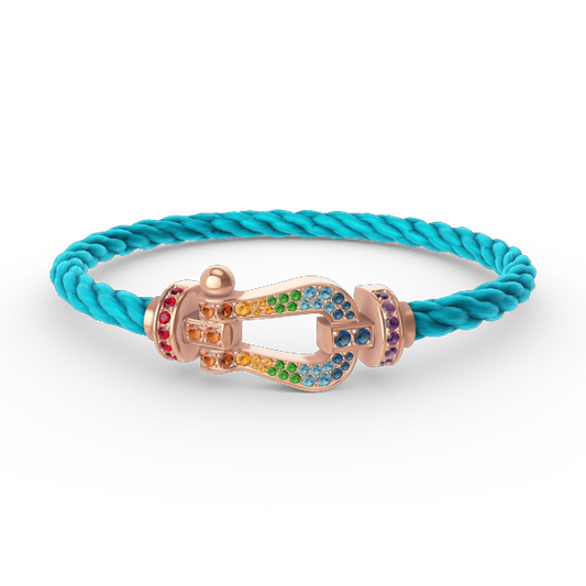 [Charm Aries Jewelry]FORCE LARGE HORSESHOE  COLORED DIAMOND BRACELET ROSE GOLD