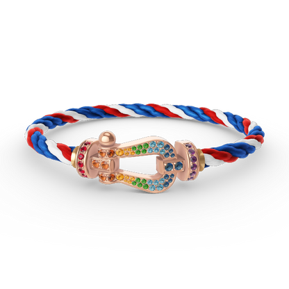 [Charm Aries Jewelry]FORCE LARGE HORSESHOE  COLORED DIAMOND BRACELET ROSE GOLD
