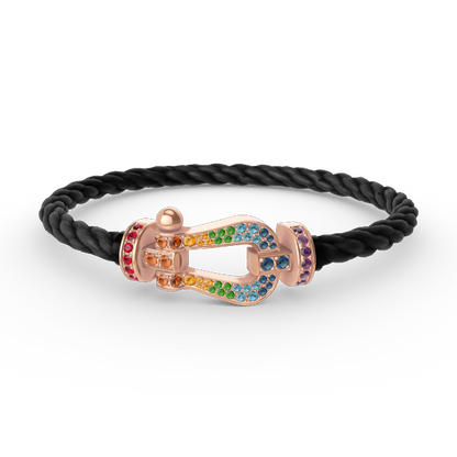 [Charm Aries Jewelry]FORCE LARGE HORSESHOE  COLORED DIAMOND BRACELET ROSE GOLD