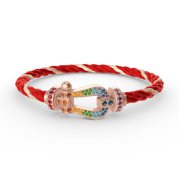 [Charm Aries Jewelry]FORCE LARGE HORSESHOE  COLORED DIAMOND BRACELET ROSE GOLD