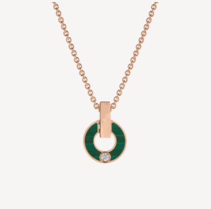 [Charm Aries Jewelry]GARI NECKLACE PINK GOLD MALACHITE