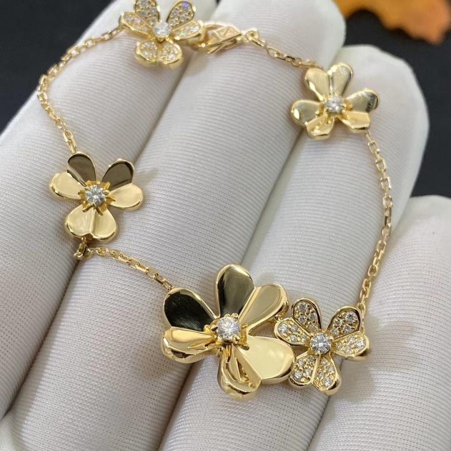 [Charm Aries Jewelry]FRIVOLE GOLD 5 FLOWERS BRACELET