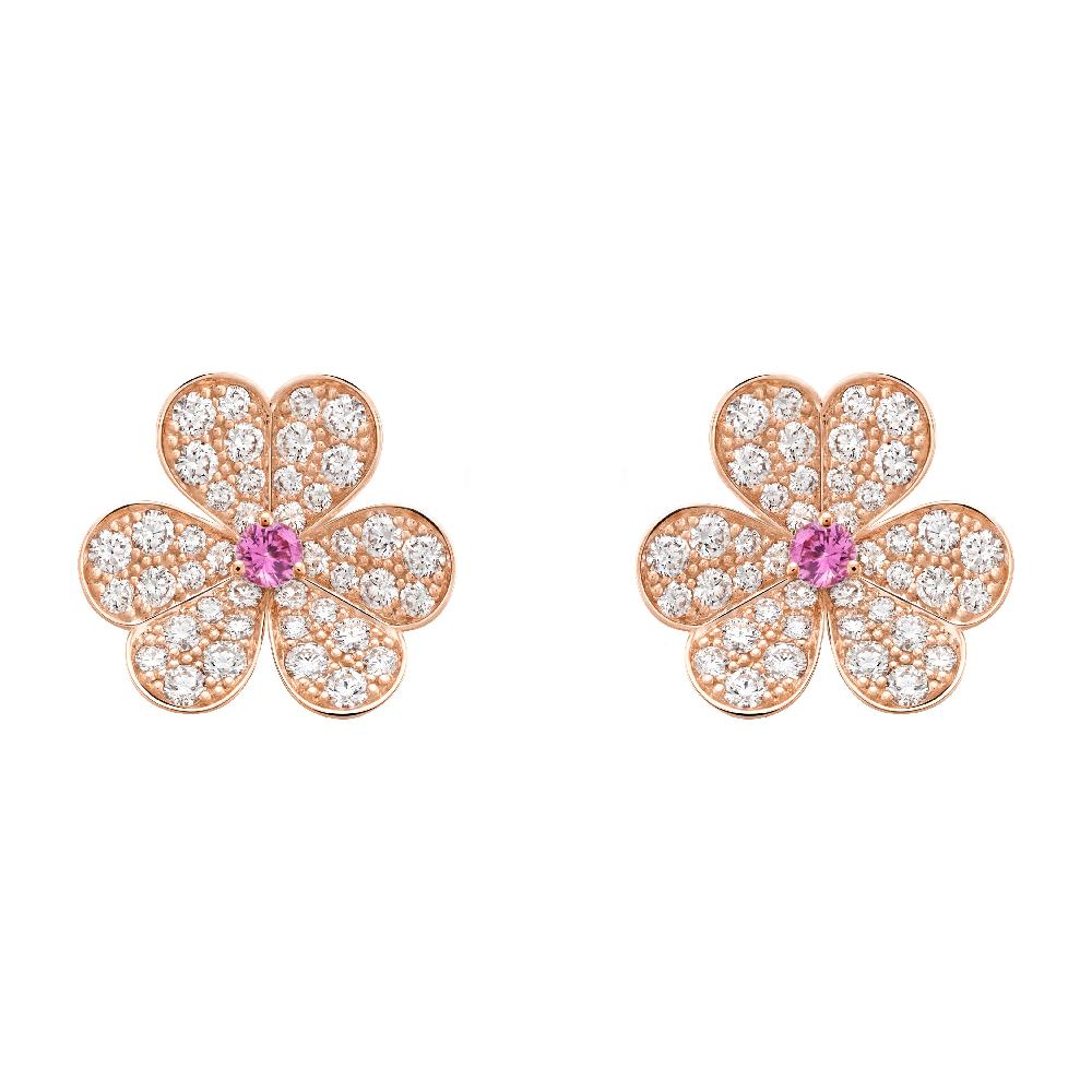 [Charm Aries Jewelry]FRIVOLE PINK GOLD FLOWER DIAMOND EARRINGS