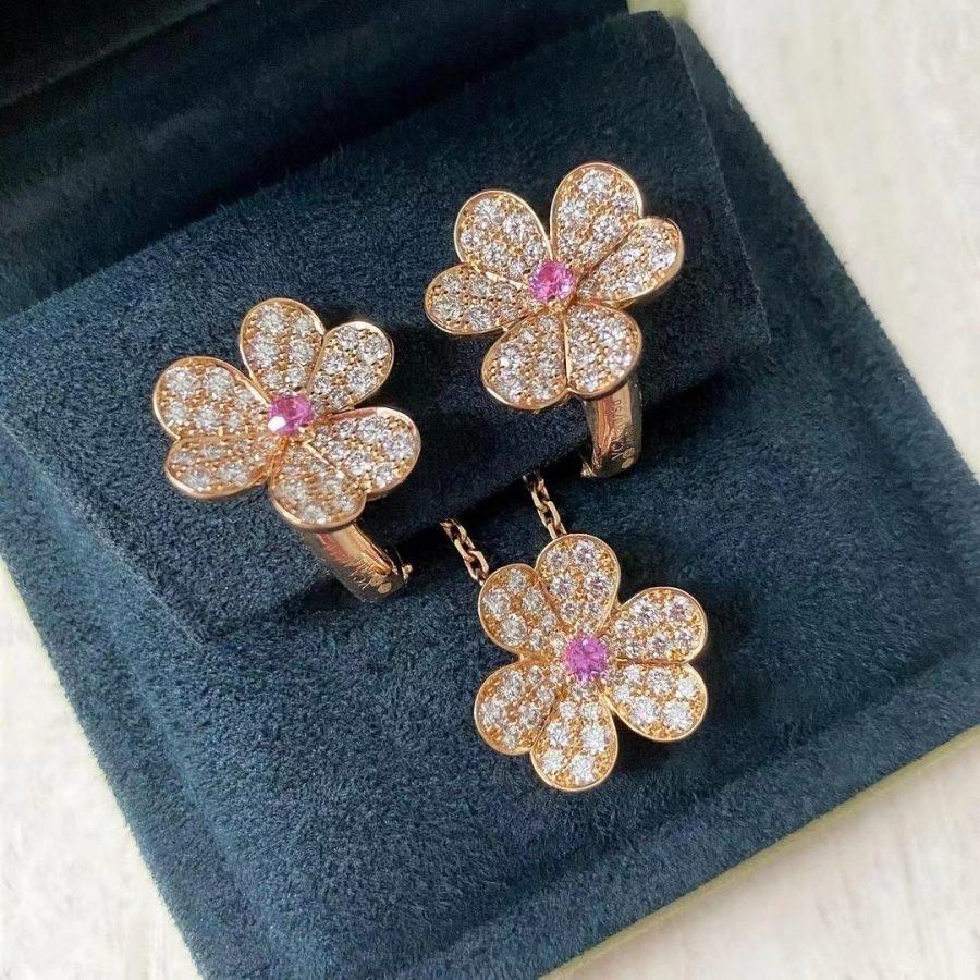 [Charm Aries Jewelry]FRIVOLE ROSE GOLD FLOWER DIAMOND NECKLACE