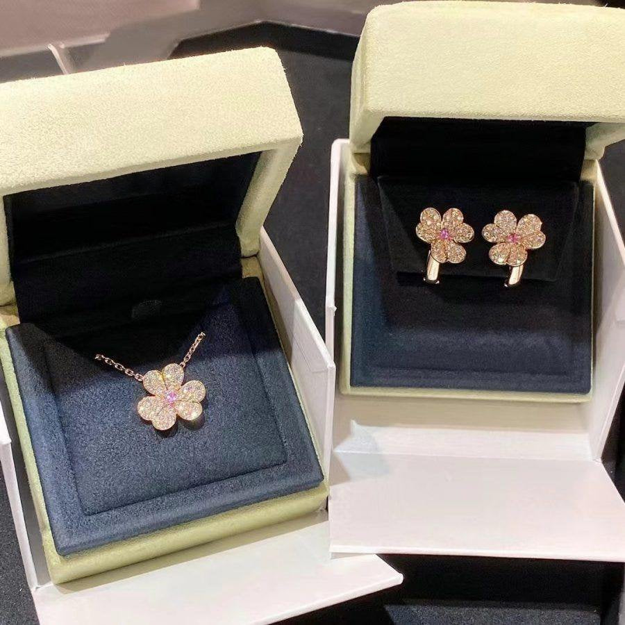 [Charm Aries Jewelry]FRIVOLE PINK GOLD FLOWER DIAMOND EARRINGS
