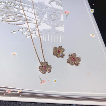 [Charm Aries Jewelry]FRIVOLE PINK GOLD FLOWER DIAMOND EARRINGS