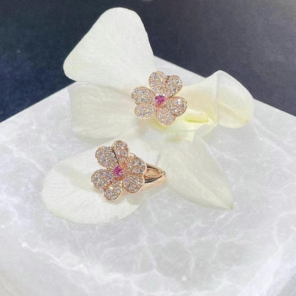 [Charm Aries Jewelry]FRIVOLE PINK GOLD FLOWER DIAMOND EARRINGS