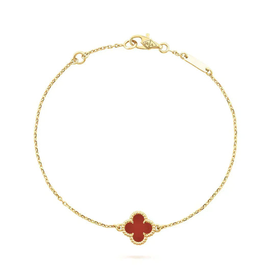 [Charm Aries Jewelry]CLOVER  CARNELIAN SINGLE FLOWER BRACELET