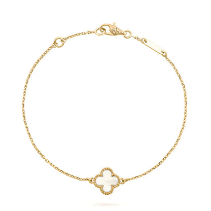 [Charm Aries Jewelry]CLOVER WHITE MOP SINGLE FLOWER BRACELET