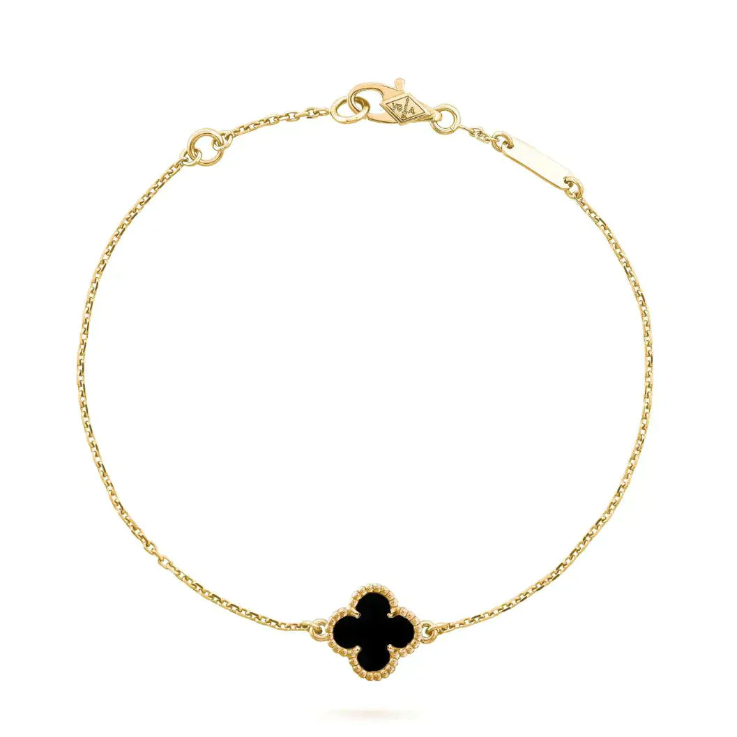 [Charm Aries Jewelry]CLOVER ONYX SINGLE FLOWER BRACELET