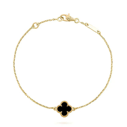 [Charm Aries Jewelry]CLOVER ONYX SINGLE FLOWER BRACELET