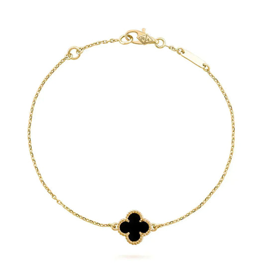 [Charm Aries Jewelry]CLOVER ONYX SINGLE FLOWER BRACELET