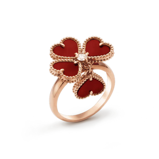 [Charm Aries Jewelry]SWEET CLOVER CARNELIAN RING