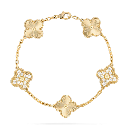[Charm Aries Jewelry]CLOVER BRACELET 5 MOTIFS GOLD DIAMOND