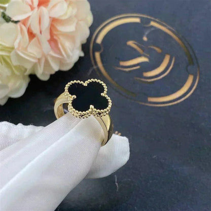 [Charm Aries Jewelry]CLOVER ONYX RING