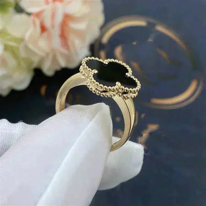 [Charm Aries Jewelry]CLOVER ONYX RING