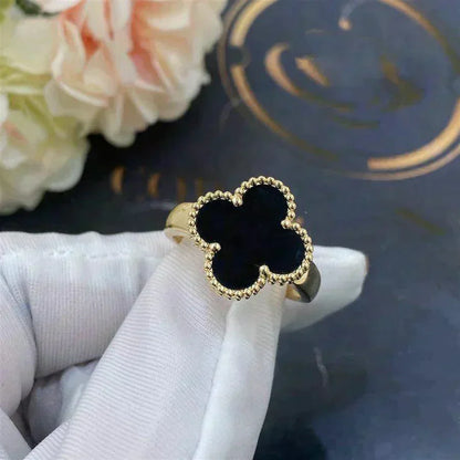 [Charm Aries Jewelry]CLOVER ONYX RING