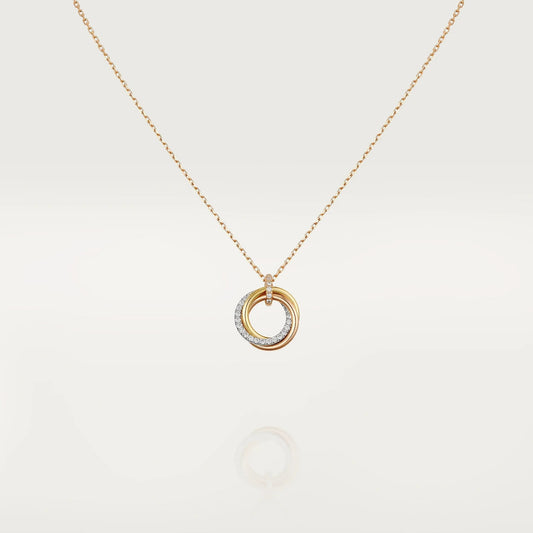 [Charm Aries Jewelry]TRINITY NECKLACE SILVER GOLD PINK GOLD DIAMONDS