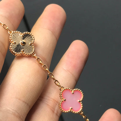 [Charm Aries Jewelry]CLOVER BRACELET 5 MOTIF PINK AND PINK GOLD