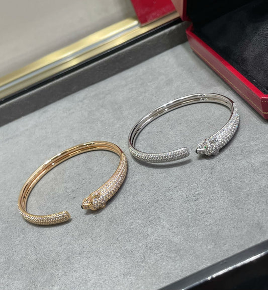 [Charm Aries Jewelry]PANTHERE FULL DIAMOND OPEN BRACELET