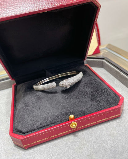 [Charm Aries Jewelry]PANTHERE FULL DIAMOND OPEN BRACELET