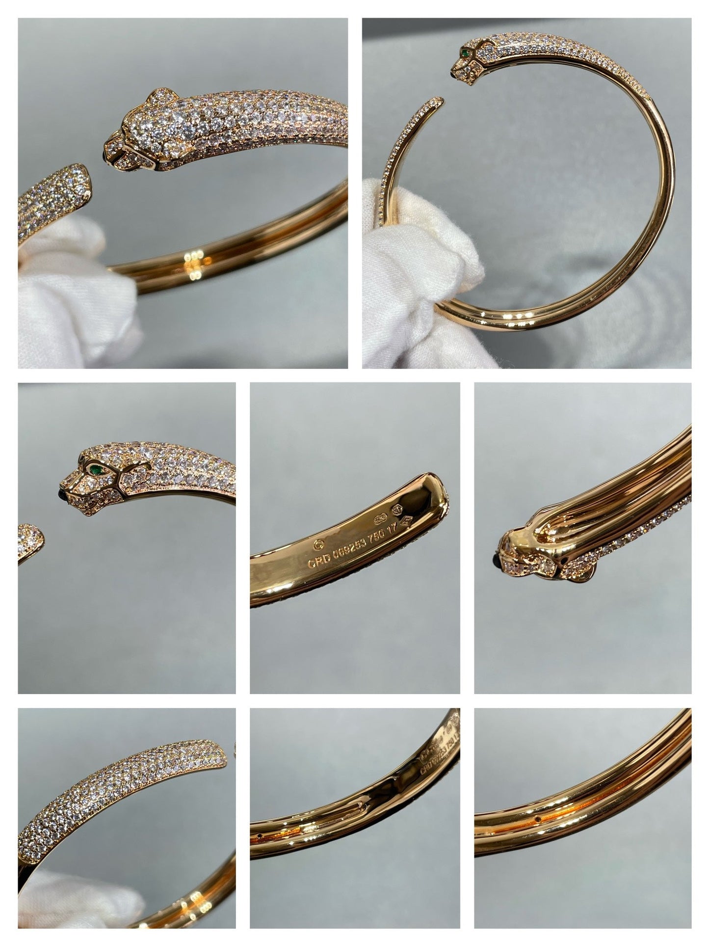 [Charm Aries Jewelry]PANTHERE FULL DIAMOND OPEN BRACELET