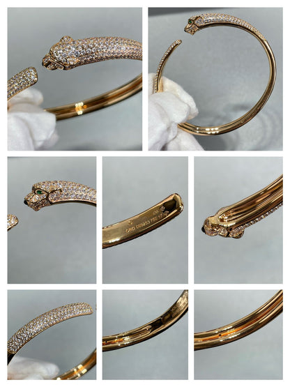 [Charm Aries Jewelry]PANTHERE FULL DIAMOND OPEN BRACELET