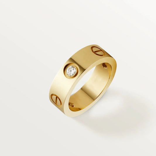 [Charm Aries Jewelry]LOVE RING 5.5MM 3 DIAMONDS PINK GOLD
