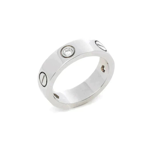 [Charm Aries Jewelry]LOVE RING 5.5MM 3 DIAMONDS SILVER